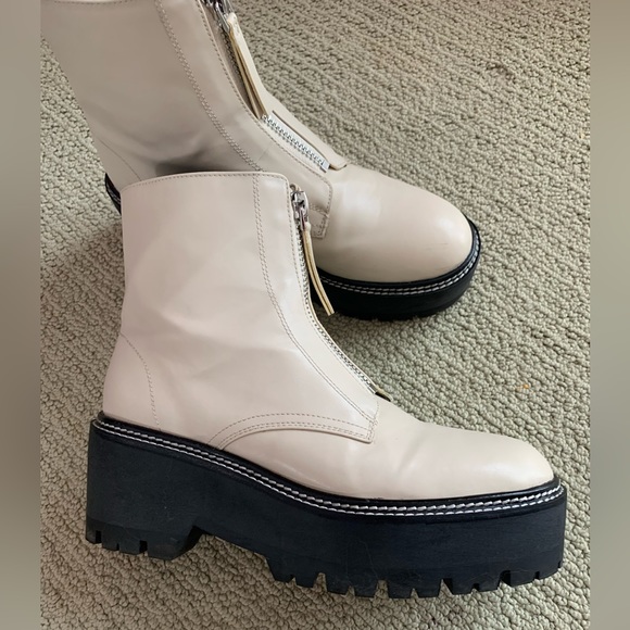 H&M Cream Platform Boots Sz 10 - Picture 2 of 7